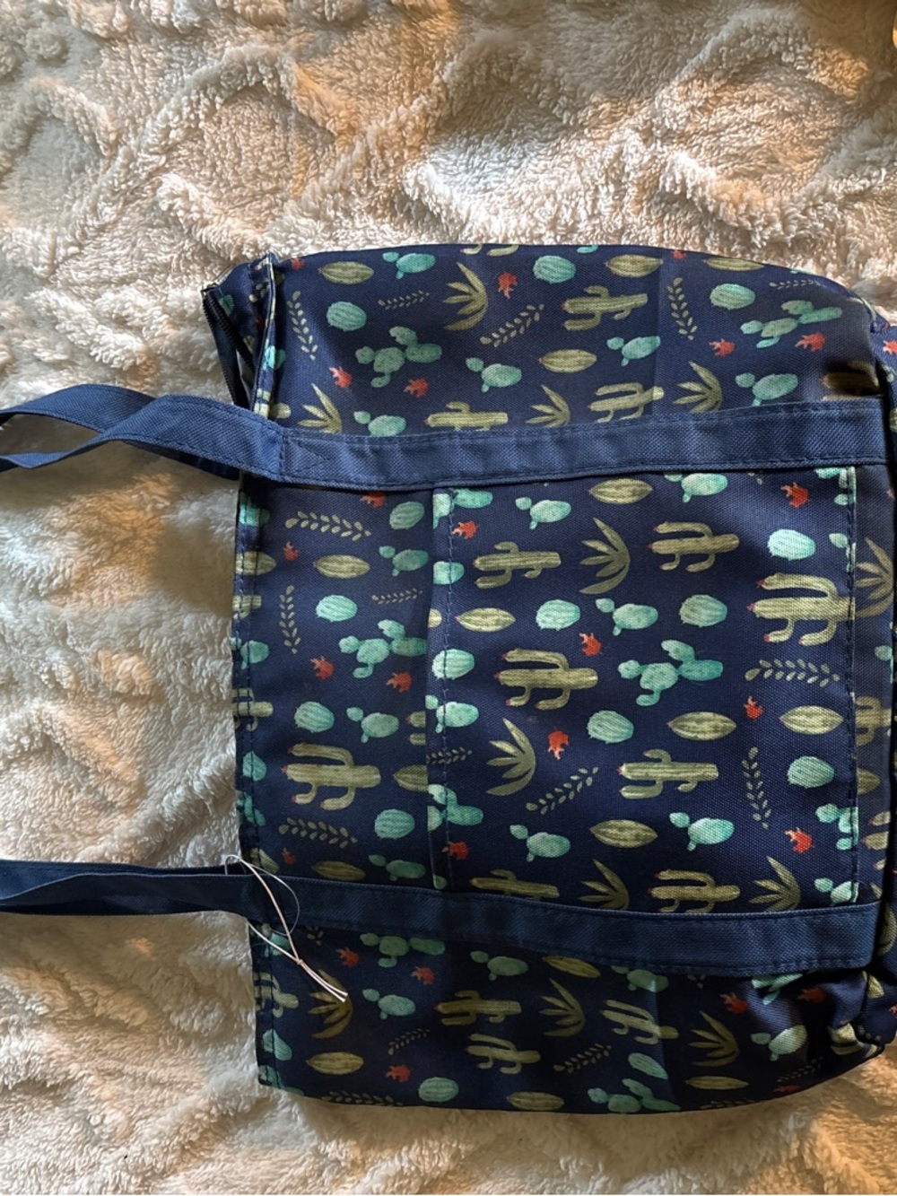 Navy Cactus Print Tote Bag
